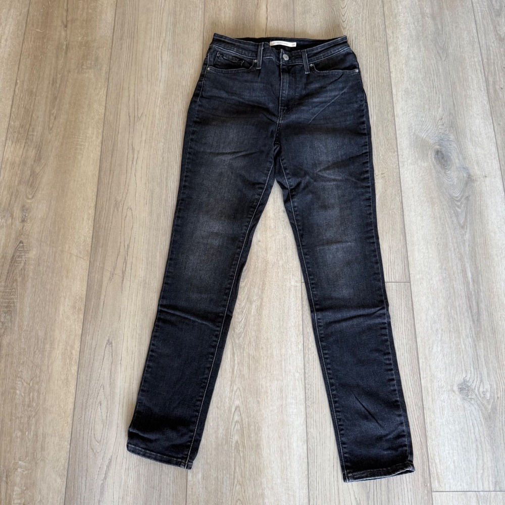 Levis 721 High Rise Skinny Jeans Women's 28 Faded Black Denim Pants Sleek EUC